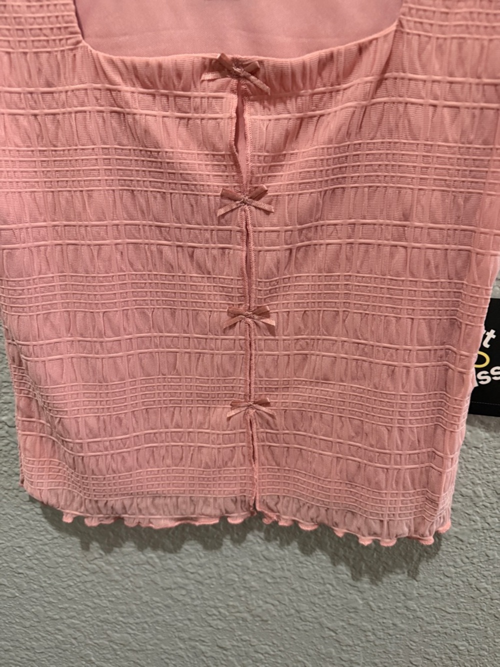 art class Pink Smocked Square-Neck Top with Front Bows size Medium 8 - Picture 5 of 5